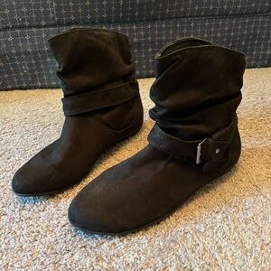 Suede Slouch Ankle Boots